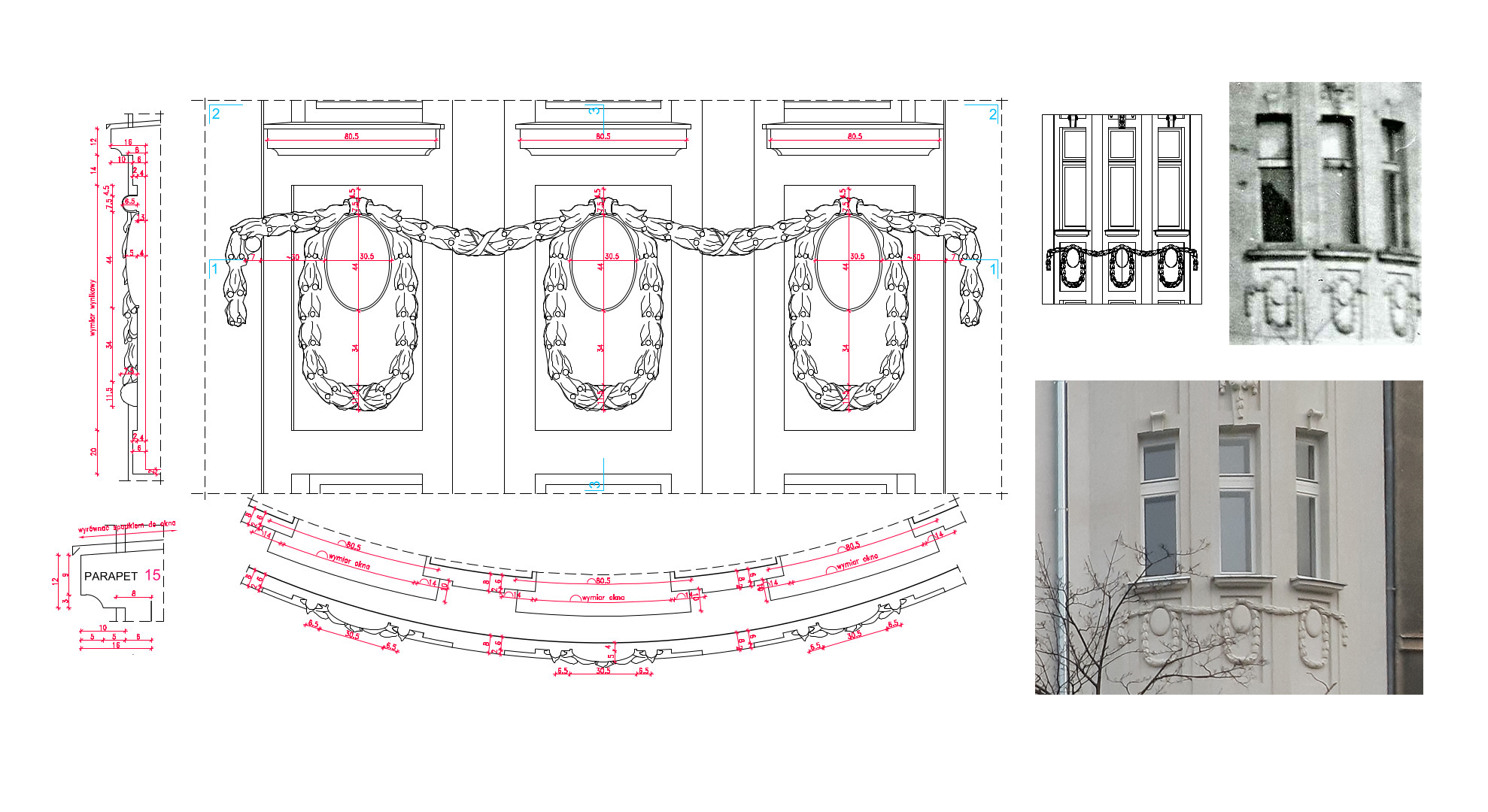 Drawing facade elewacja fasada rysunek architektoniczny kamienica targowa 46